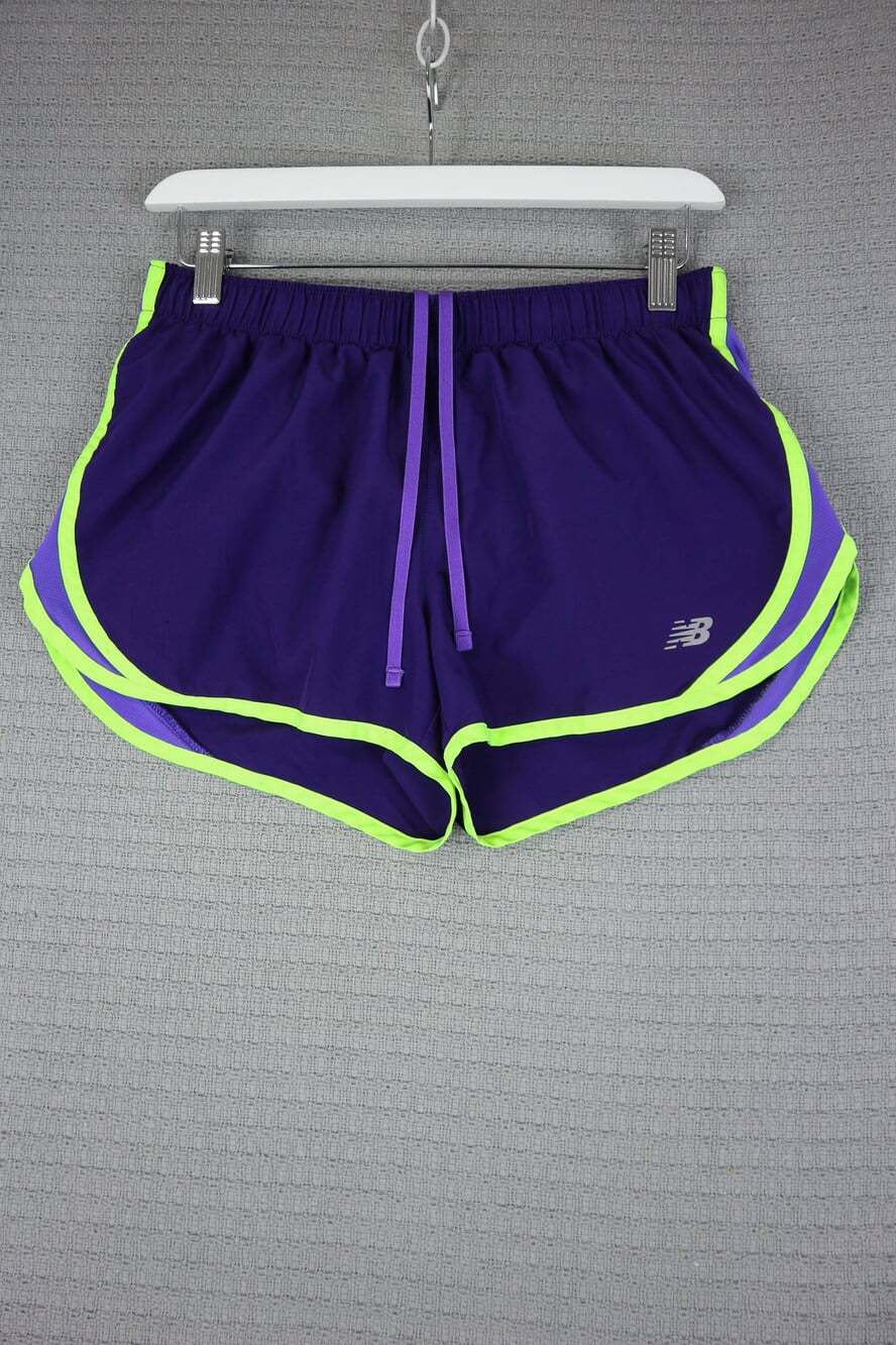 New Balance Womens Purple / Neon Yellow Running Shorts Small